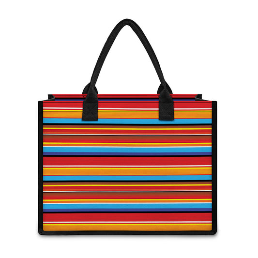Ethnic Mexican Woven Pattern Print Canvas Tote Bag