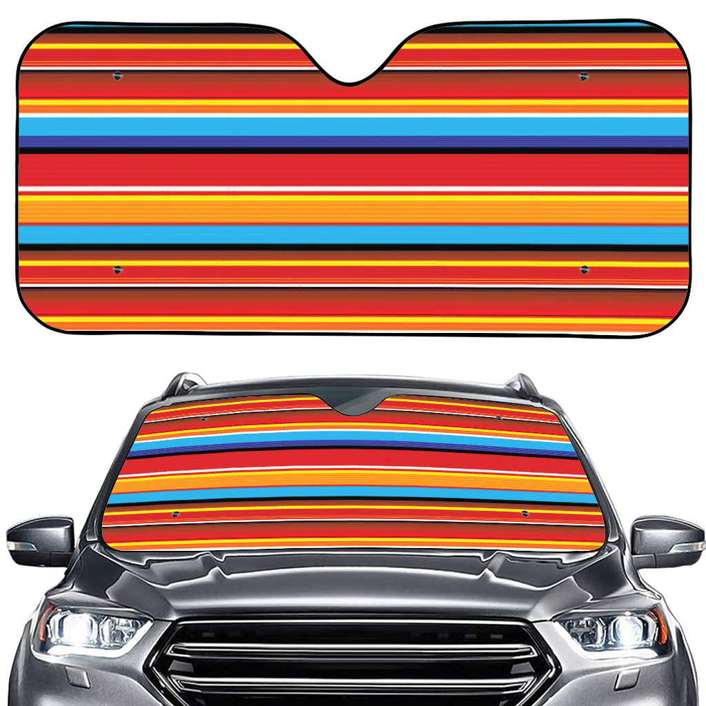 Ethnic Mexican Woven Pattern Print Car Windshield Sun Shade