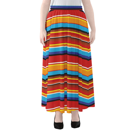 Ethnic Mexican Woven Pattern Print Chiffon Maxi Skirt