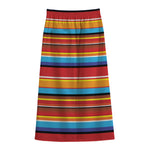 Ethnic Mexican Woven Pattern Print Cotton Front Slit Maxi Skirt