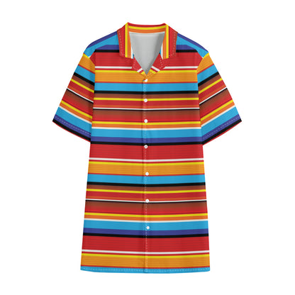 Ethnic Mexican Woven Pattern Print Cotton Hawaiian Shirt