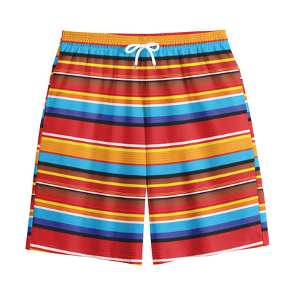 Ethnic Mexican Woven Pattern Print Cotton Shorts