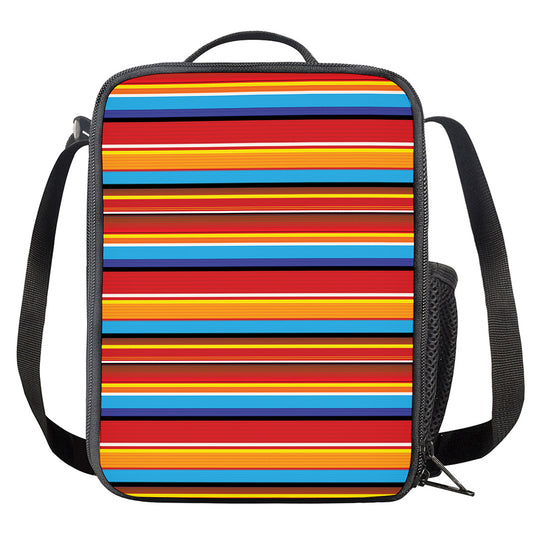 Ethnic Mexican Woven Pattern Print Crossbody Lunch Bag