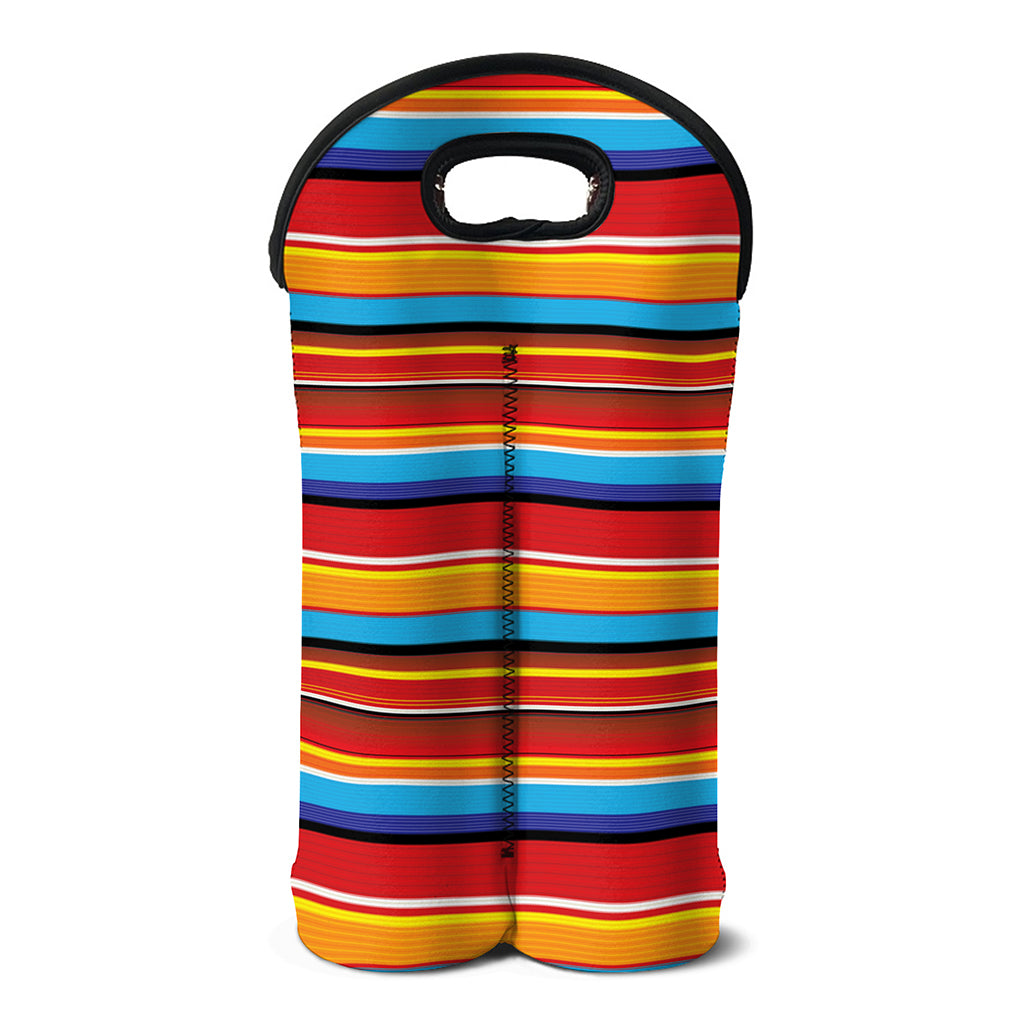 Ethnic Mexican Woven Pattern Print Double Neoprene Wine Tote