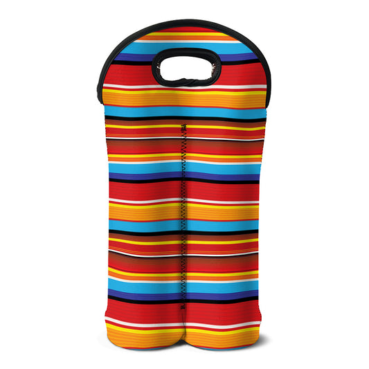 Ethnic Mexican Woven Pattern Print Double Neoprene Wine Tote