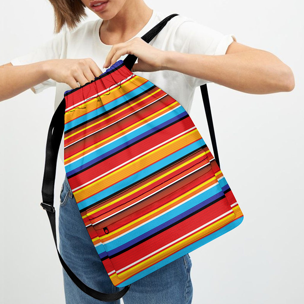 Ethnic Mexican Woven Pattern Print Drawstring Backpack
