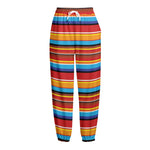 Ethnic Mexican Woven Pattern Print Fleece Lined Knit Pants