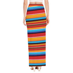 Ethnic Mexican Woven Pattern Print High Slit Maxi Skirt