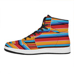 Ethnic Mexican Woven Pattern Print High Top Leather Sneakers