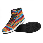 Ethnic Mexican Woven Pattern Print High Top Leather Sneakers