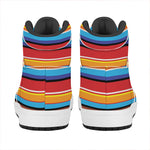 Ethnic Mexican Woven Pattern Print High Top Leather Sneakers
