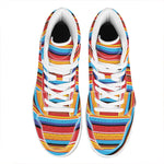 Ethnic Mexican Woven Pattern Print High Top Leather Sneakers