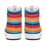 Ethnic Mexican Woven Pattern Print High Top Leather Sneakers