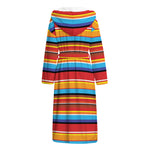 Ethnic Mexican Woven Pattern Print Hooded Bathrobe