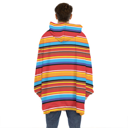 Ethnic Mexican Woven Pattern Print Hoodie Blanket