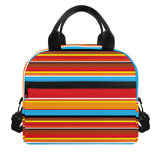 Ethnic Mexican Woven Pattern Print Insulated Lunch Bag