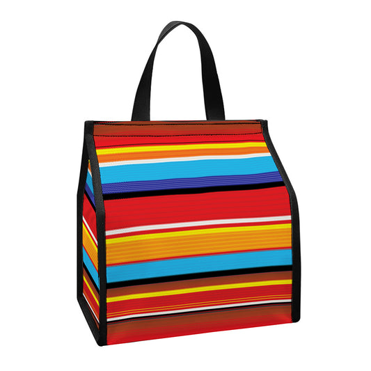Ethnic Mexican Woven Pattern Print Insulated Lunch Tote