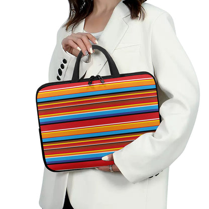 Ethnic Mexican Woven Pattern Print Laptop Sleeve With Handle