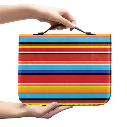 Ethnic Mexican Woven Pattern Print Leather Bible Cover