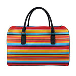 Ethnic Mexican Woven Pattern Print Leather Duffle Bag