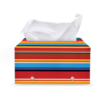 Ethnic Mexican Woven Pattern Print Leather Tissue Box Cover