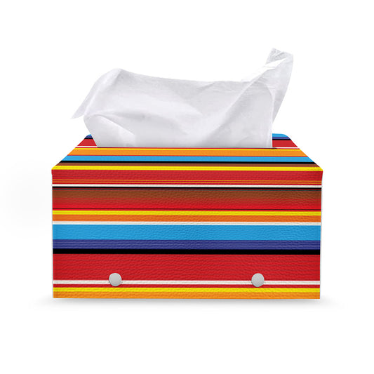 Ethnic Mexican Woven Pattern Print Leather Tissue Box Cover