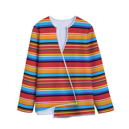 Ethnic Mexican Woven Pattern Print Long Sleeve Short Coat