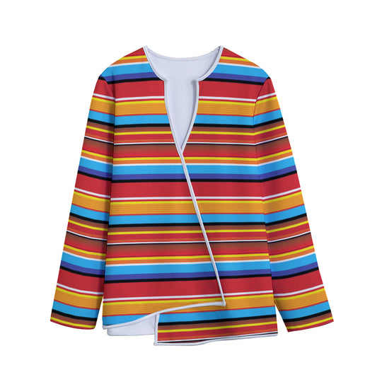 Ethnic Mexican Woven Pattern Print Long Sleeve Short Coat