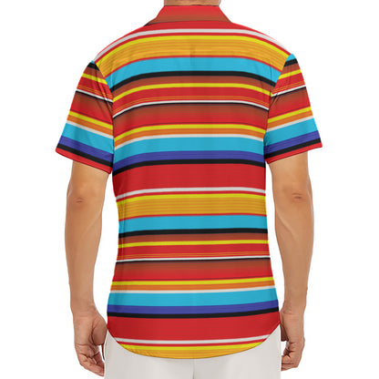 Ethnic Mexican Woven Pattern Print Men's Deep V-Neck Shirt