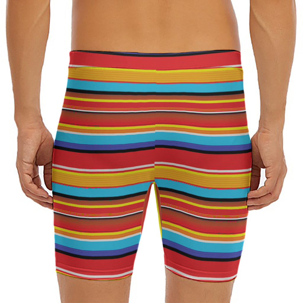 Ethnic Mexican Woven Pattern Print Men's Long Boxer Briefs