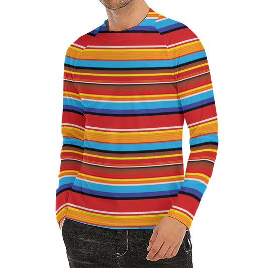 Ethnic Mexican Woven Pattern Print Men's Long Sleeve Rash Guard