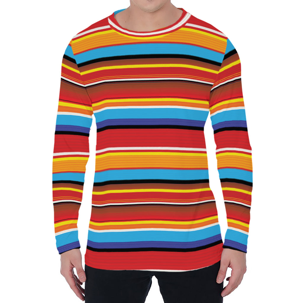Ethnic Mexican Woven Pattern Print Men's Long Sleeve T-Shirt