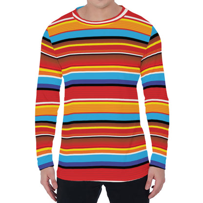Ethnic Mexican Woven Pattern Print Men's Long Sleeve T-Shirt