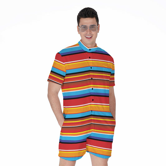 Ethnic Mexican Woven Pattern Print Men's Rompers