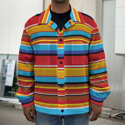 Ethnic Mexican Woven Pattern Print Men's Shirt Jacket
