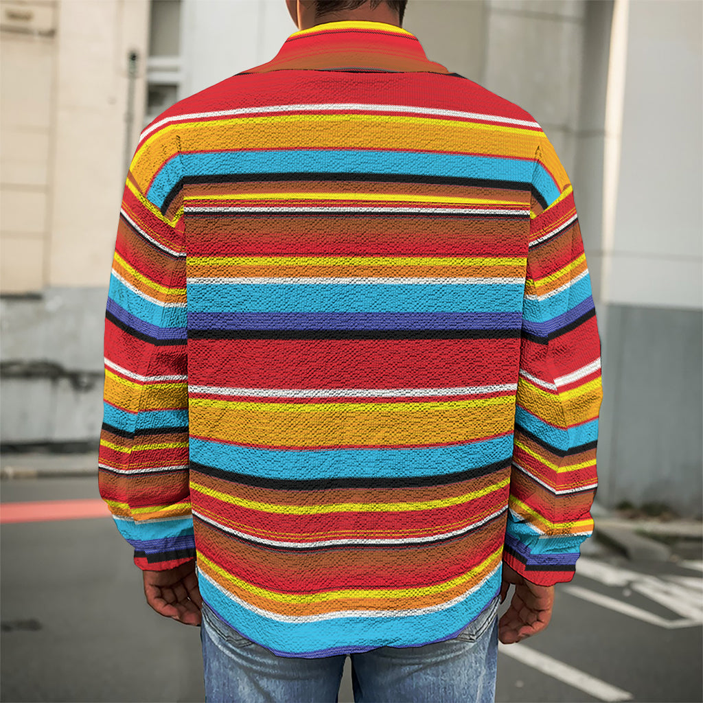 Ethnic Mexican Woven Pattern Print Men's Shirt Jacket