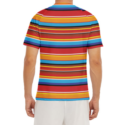 Ethnic Mexican Woven Pattern Print Men's Short Sleeve Rash Guard