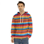 Ethnic Mexican Woven Pattern Print Men's Velvet Pullover Hoodie