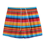 Ethnic Mexican Woven Pattern Print Mesh Shorts