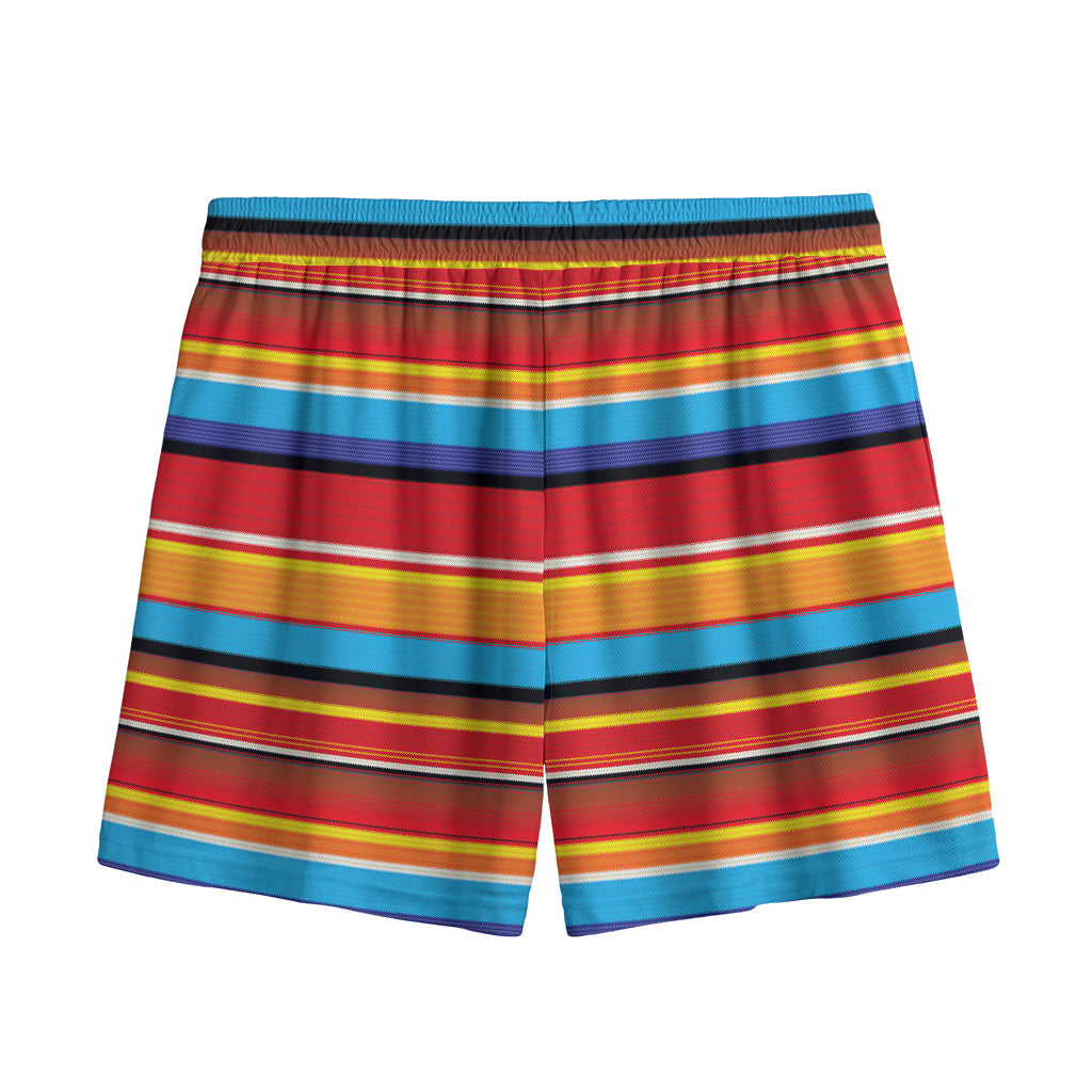 Ethnic Mexican Woven Pattern Print Mesh Shorts