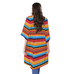 Ethnic Mexican Woven Pattern Print Open Front Beach Cover Up