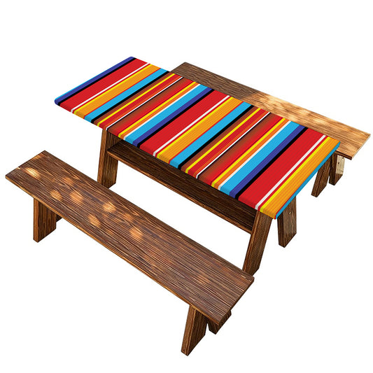 Ethnic Mexican Woven Pattern Print Picnic Table Cover