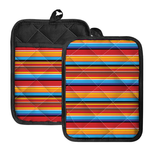 Ethnic Mexican Woven Pattern Print Pot Holders With Pocket