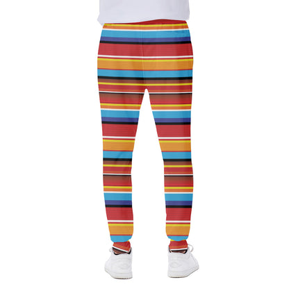 Ethnic Mexican Woven Pattern Print Scuba Joggers