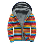 Ethnic Mexican Woven Pattern Print Sherpa Lined Zip Up Hoodie