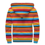 Ethnic Mexican Woven Pattern Print Sherpa Lined Zip Up Hoodie