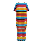 Ethnic Mexican Woven Pattern Print Short Sleeve Long Nightdress