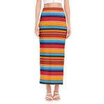 Ethnic Mexican Woven Pattern Print Side Slit Maxi Skirt