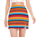 Ethnic Mexican Woven Pattern Print Side Slit Mini Skirt