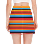 Ethnic Mexican Woven Pattern Print Side Slit Mini Skirt